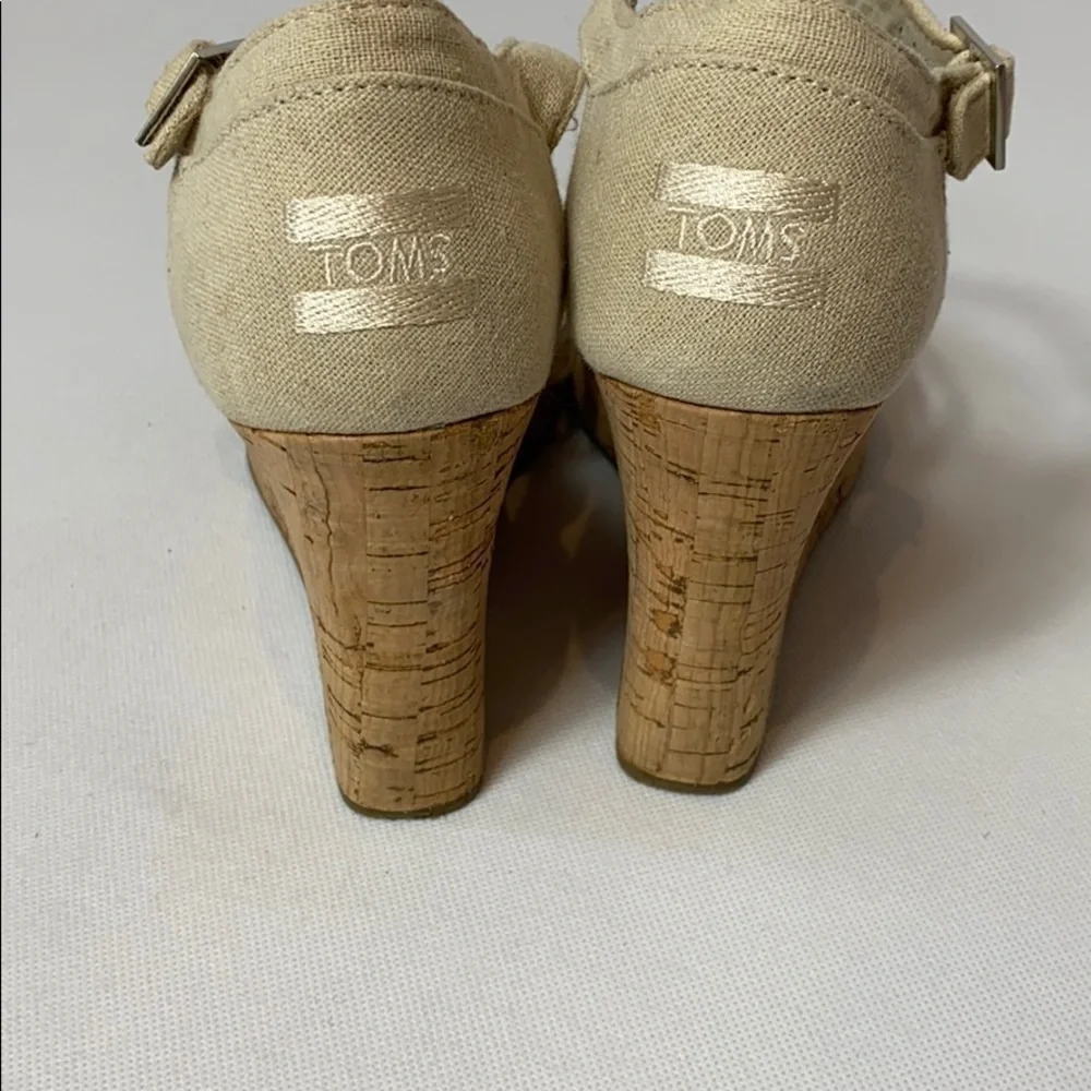 Toms Sienna cork wedge platform sandals Sz 9